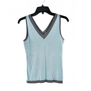 Vintage Emma James Thin Baby Blue Thin V-neck Knit Sweater Vest- Size Small